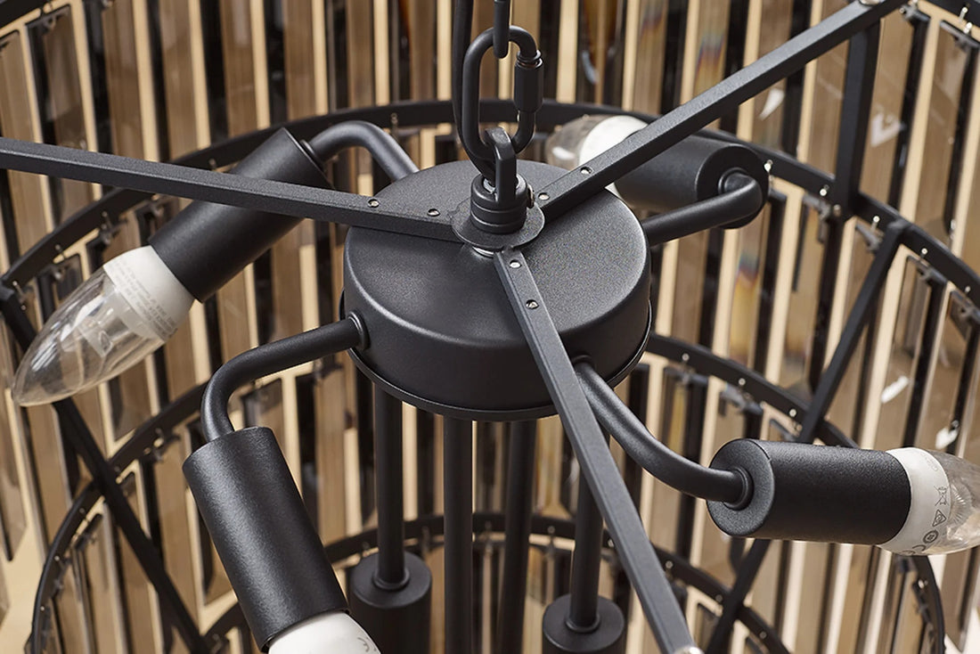 Chandelier Crystal 52cm Glass Grey