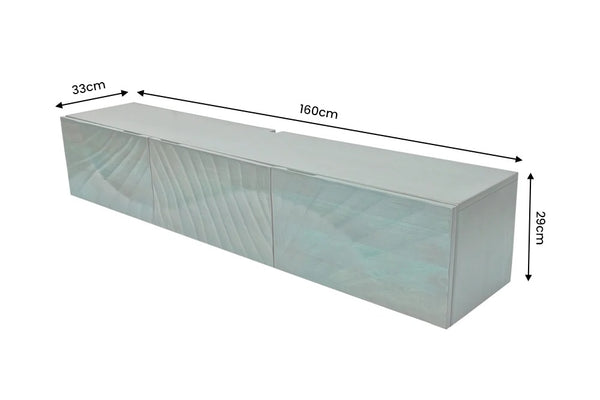 Floating TV Stand Fossil 160cm Mango Wood Turquoise 3D Effect