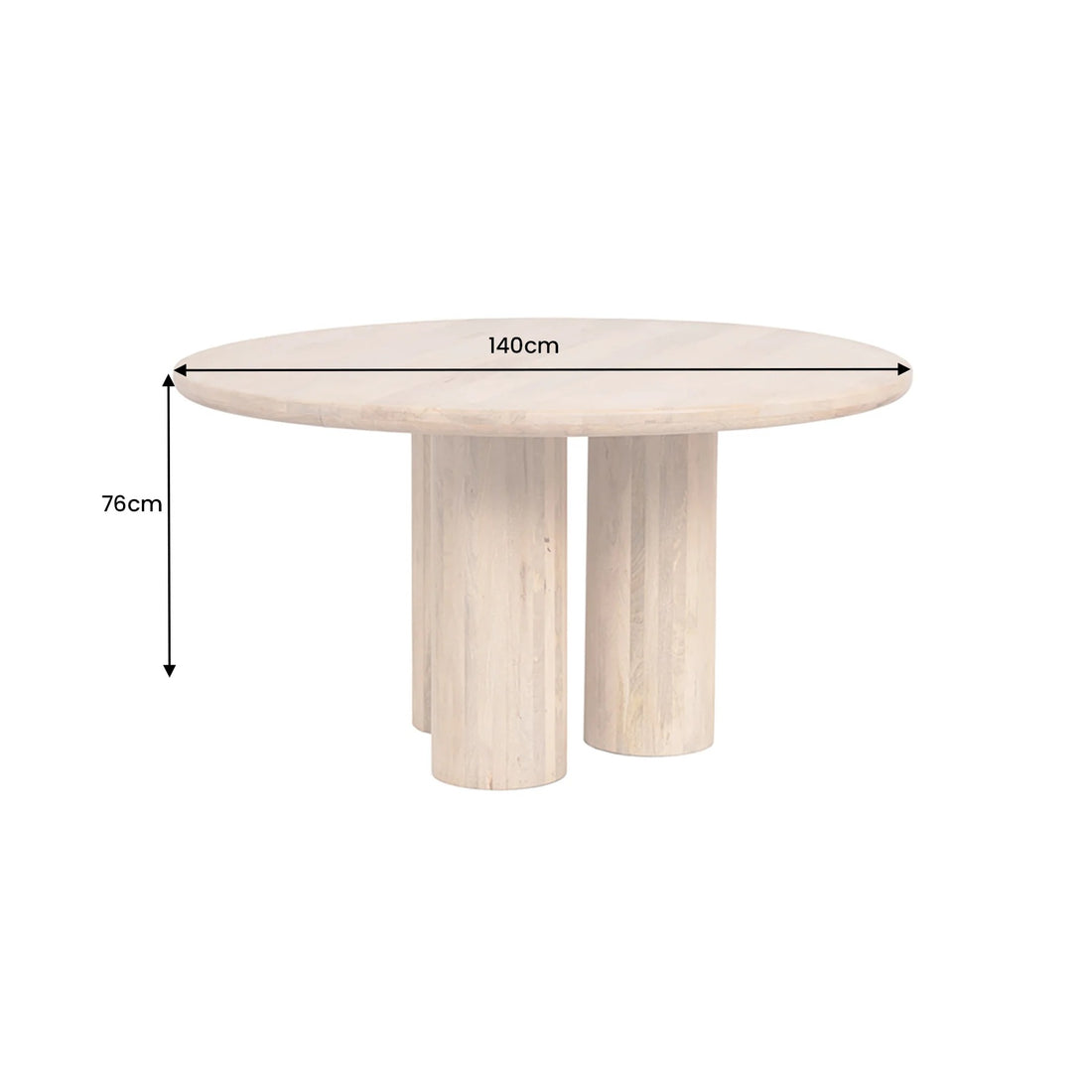 Round Dining Table Margo 140cm Mango Wood Natural