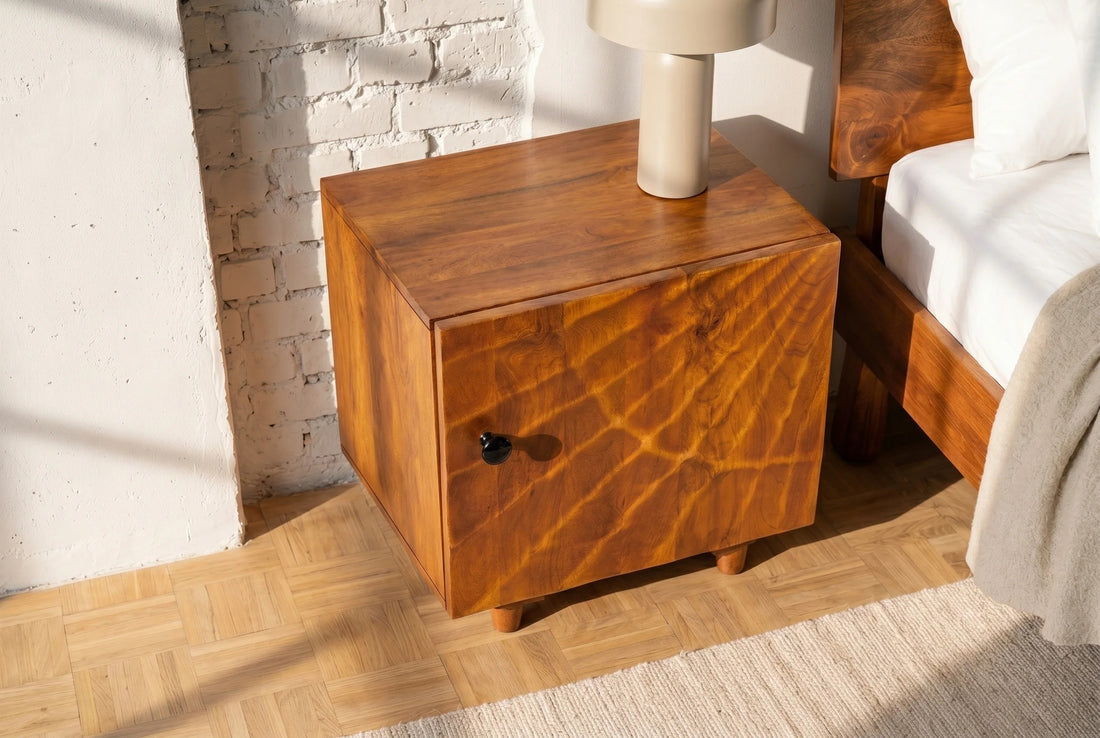 Bedside Table Fossil 50cm Mango Wood Brown