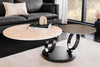 Rotating Coffee Table Axis 80-133cm Ceramic Travertine & Rust