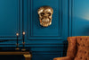 Wall Sculpture Skull 40cm Metal Gold