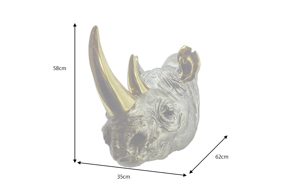 Wall Decoration Rhino 62cm Polyresin Gold