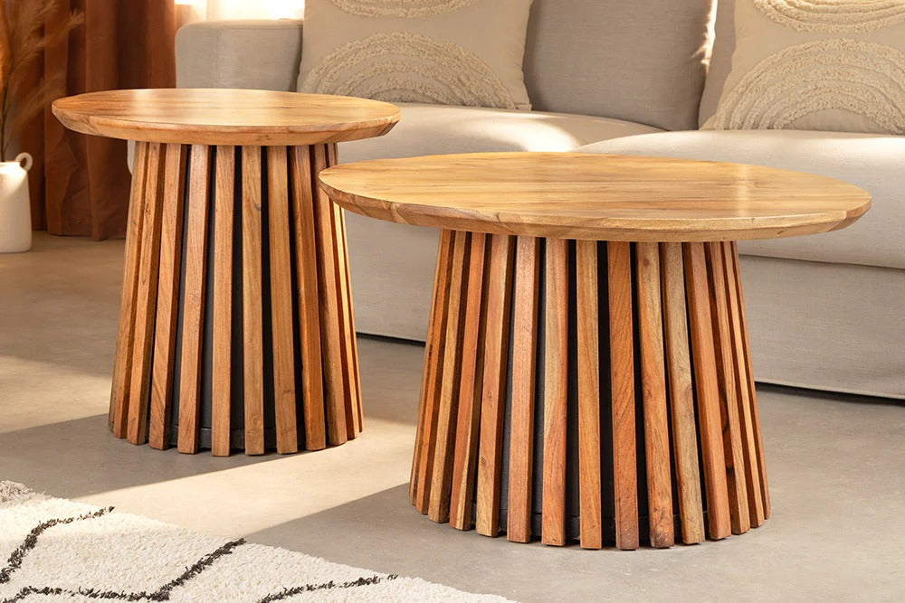 Set Of Two Coffee Tables Yoko 50cm/70cm Acacia Wood Natural