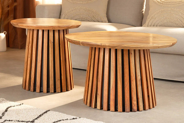 Set Of Two Coffee Tables Yoko 50cm/70cm Acacia Wood Natural
