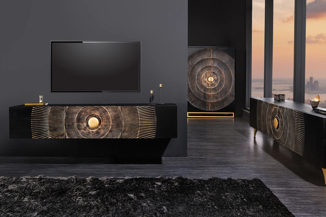 Floating TV Stand Golden Eye 160cm Mango Wood Black