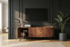 TV Stand Adlon 160cm Mango Wood Brown 3D Effect