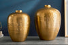 Set Of 2 Vases Oriental 27cm/32cm Hammered Metal Gold