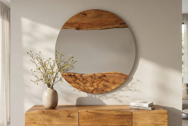 Mirror Living Edge 102cm Acacia Wood Natural