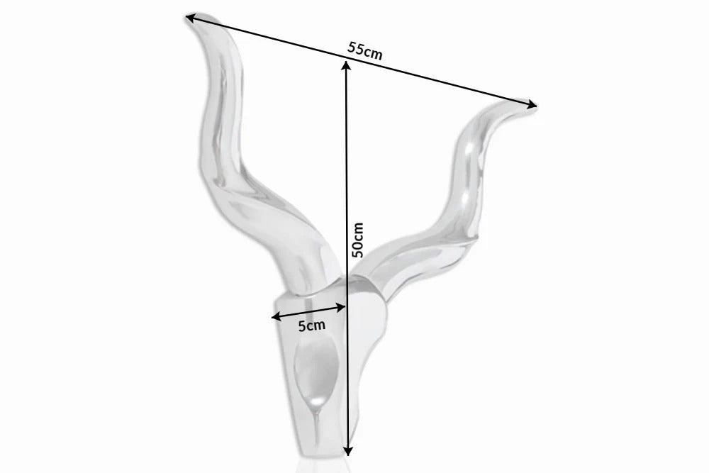 Decorative Antler Rodeo 53cm Metal Silver