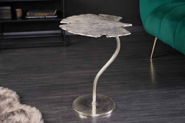 Side Table Ginkgo 55cm Metal Silver