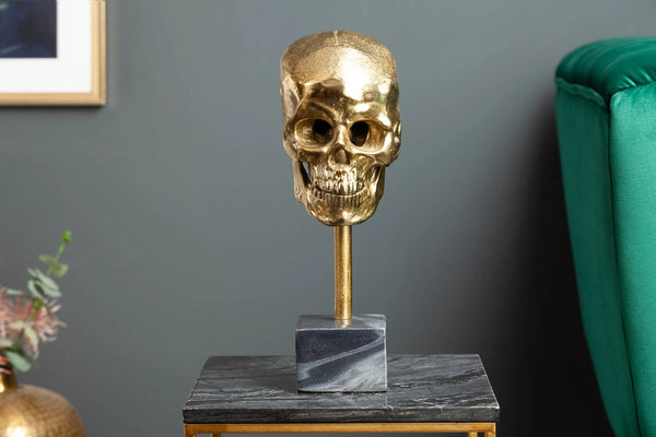 Decorative Sculpture Skull 35cm Metal Gold
