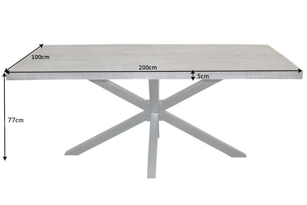 Dining Table Titan 200cm Mango Wood Grey