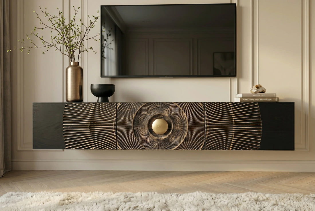 Floating TV Stand Golden Eye 160cm Mango Wood Black