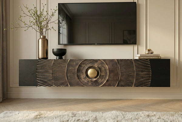 Floating TV Stand Golden Eye 160cm Mango Wood Black