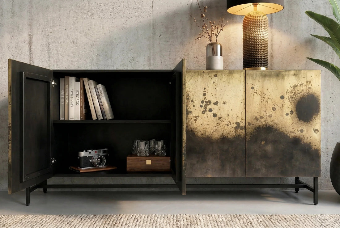 Sideboard Oxid 177cm Mango Wood Black Gold