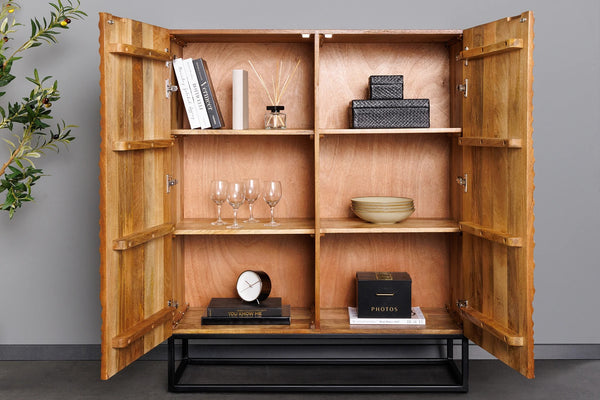 Cabinet Line Art 120cm Mango Wood Brown