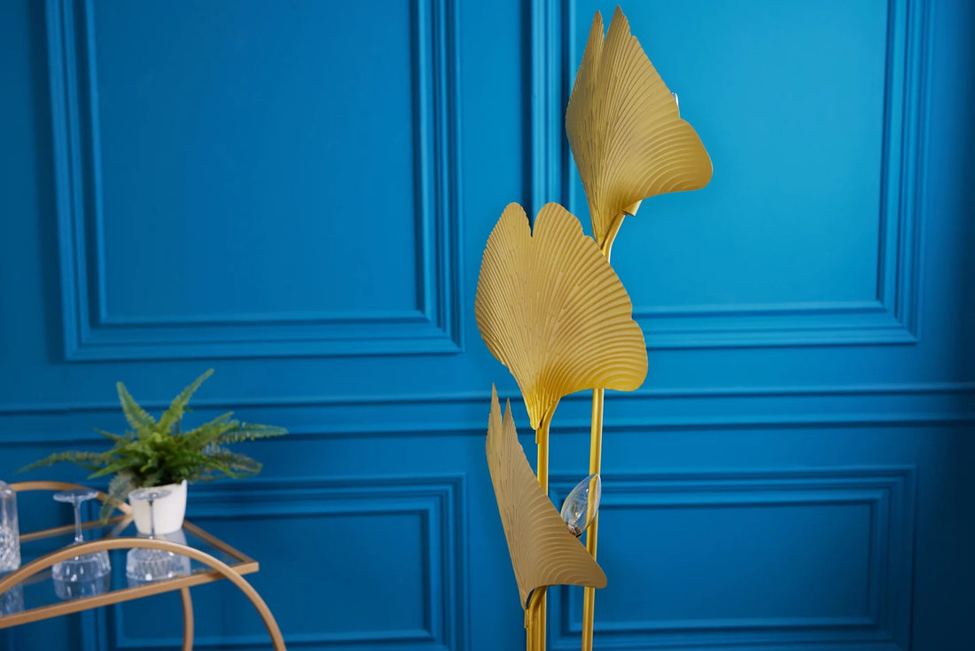 Floor Lamp Ginkgo 160cm Metal Gold