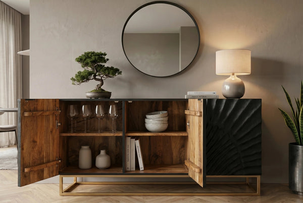 Sideboard Fossil 140cm Mango Wood Black