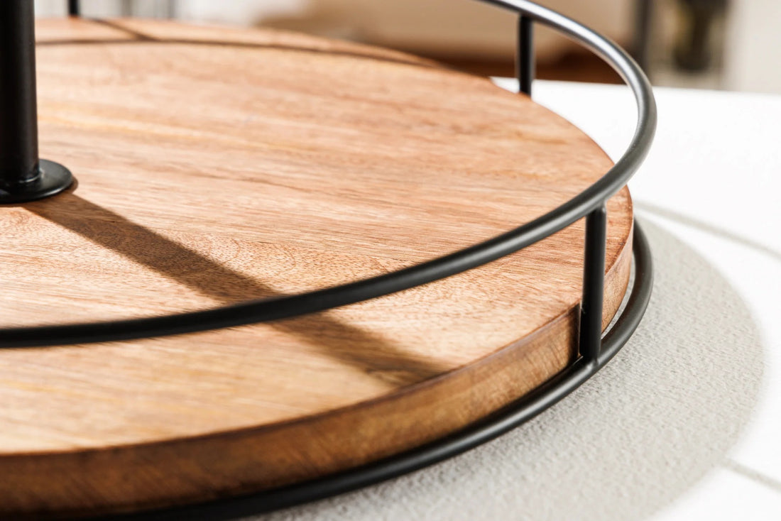 Two Tier Cake Stand Pure Nature 38cm Mango Wood Natural