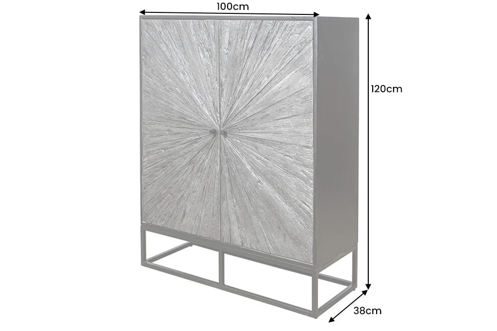 Cabinet Barracuda 120cm Mango Wood Black Teak Wood Grey