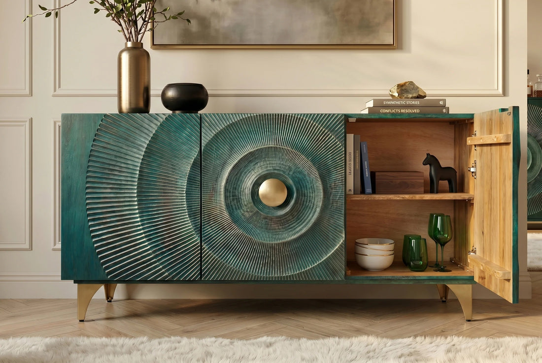 Sideboard Golden Eye 140cm Mango Wood Turquoise