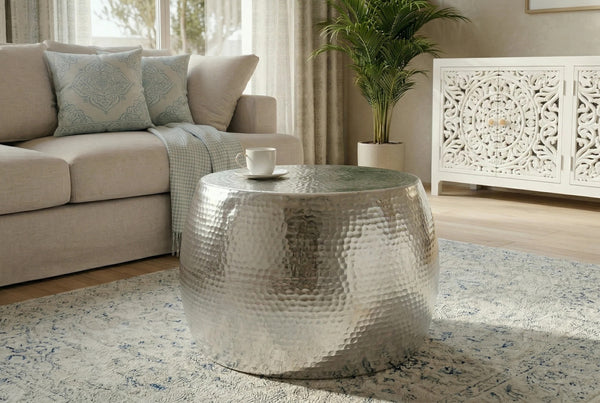 Round Coffee Table Orient 60cm Metal Silver