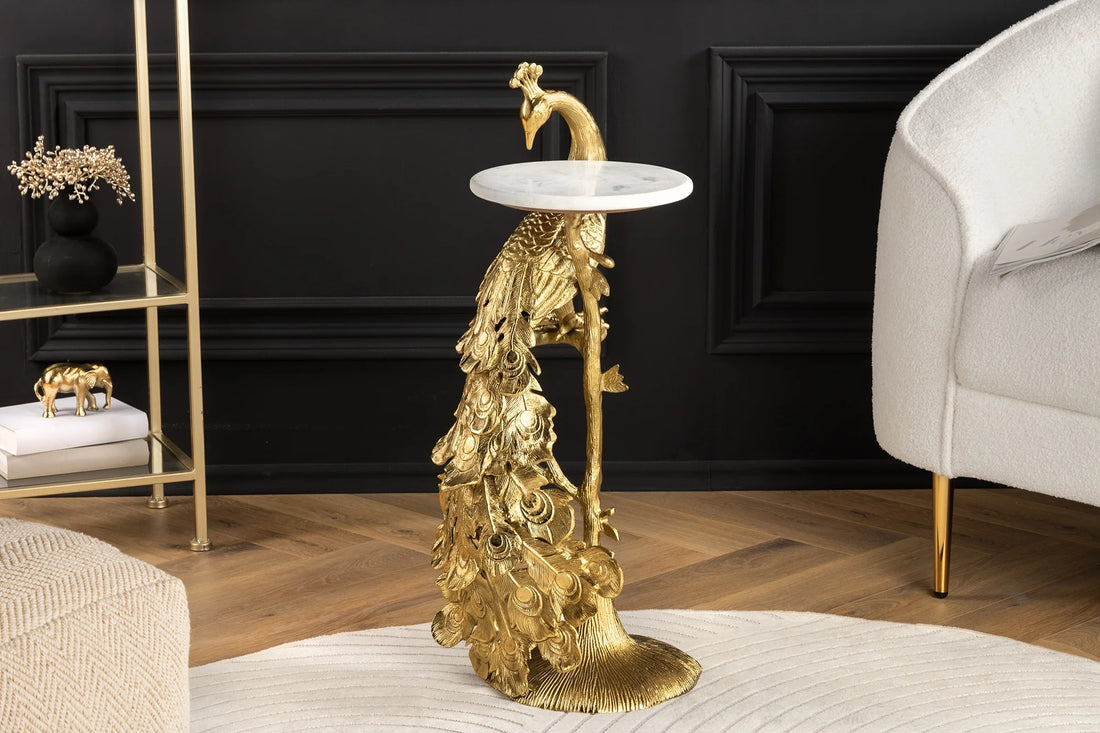 Side Table Peacock 75cm Metal Gold