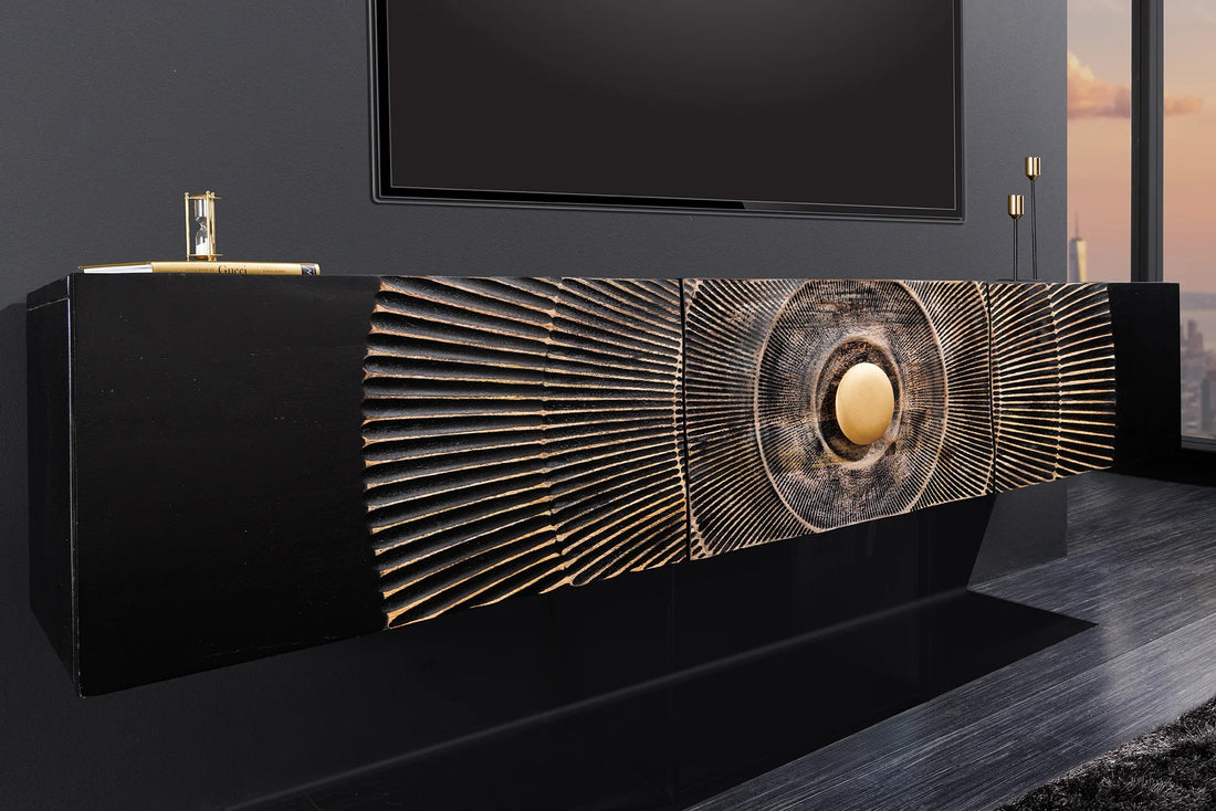 Floating TV Stand Golden Eye 160cm Mango Wood Black