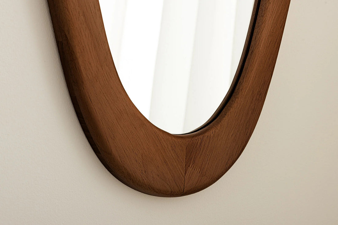 Wall Mirror Organic 122cm Walnut Look Brown