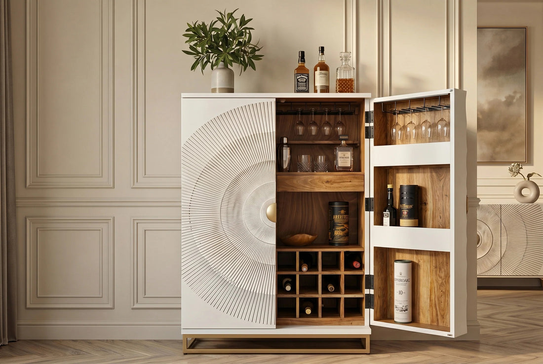 Bar Cabinet Golden Eye 140cm Mango Wood White