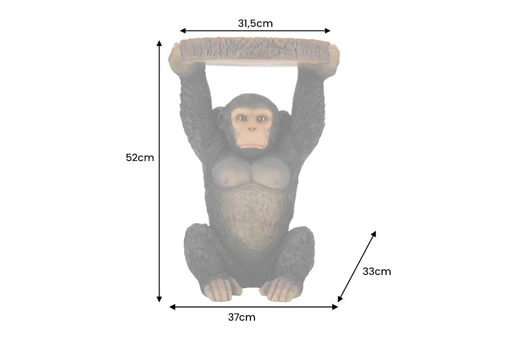 Round Side Table Monkey 52cm Polyresin