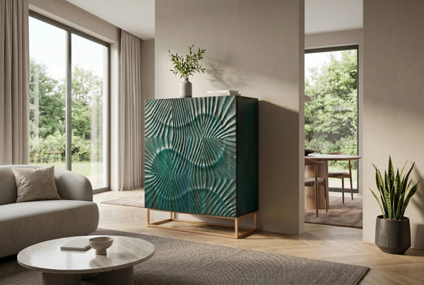 Cabinet Fossil 120cm Mango Wood Turquoise