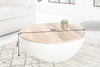 Round Coffee Table Industrial Storage 70cm Mango Wood White