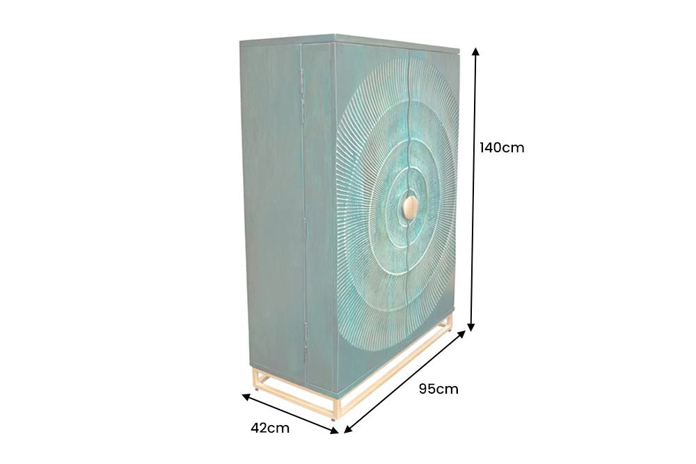 Bar Cabinet Golden Eye 140cm Mango Wood Turquoise