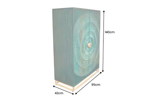 Bar Cabinet Golden Eye 140cm Mango Wood Turquoise