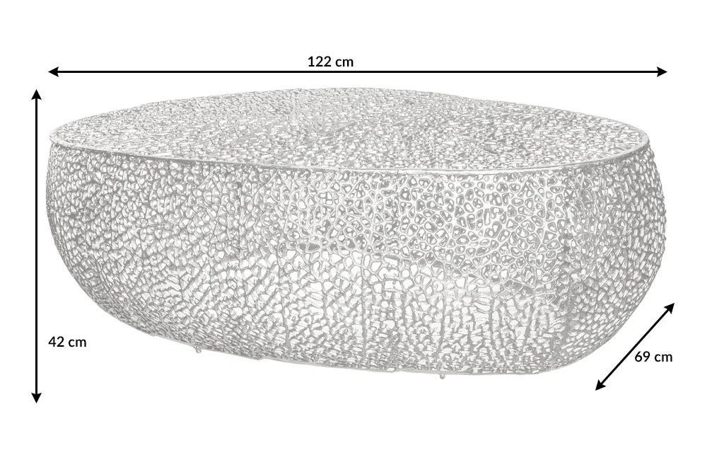 Coffee Table Ambrosia 122cm Metal Silver