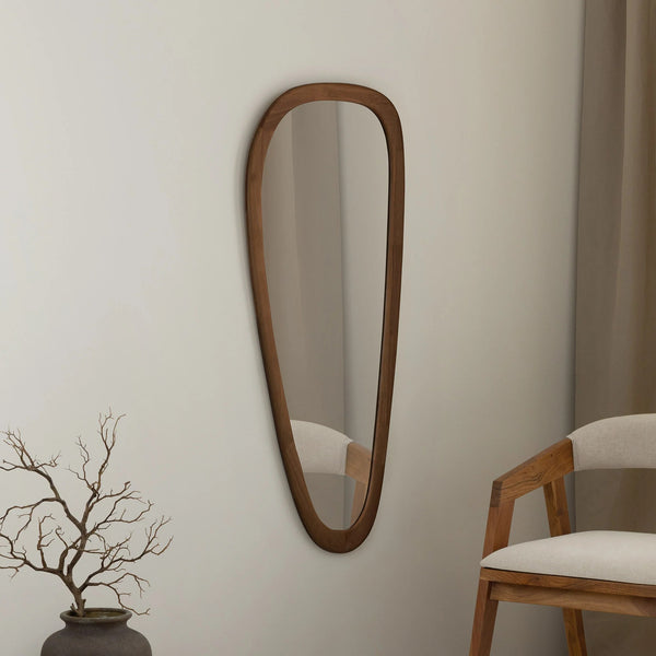 Wall Mirror Organic 122cm Walnut Look Brown