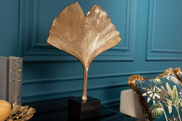 Decorative Sculpture Ginkgo 44cm Metal Gold