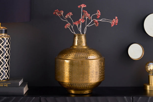 Vase Orient 35cm Hammered Metal Antique Copper