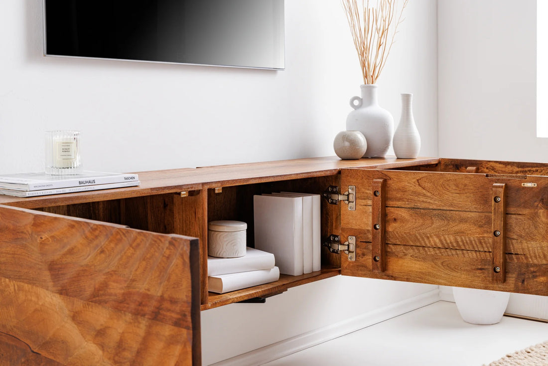 Floating TV Stand Fossil 160cm Mango Wood Brown