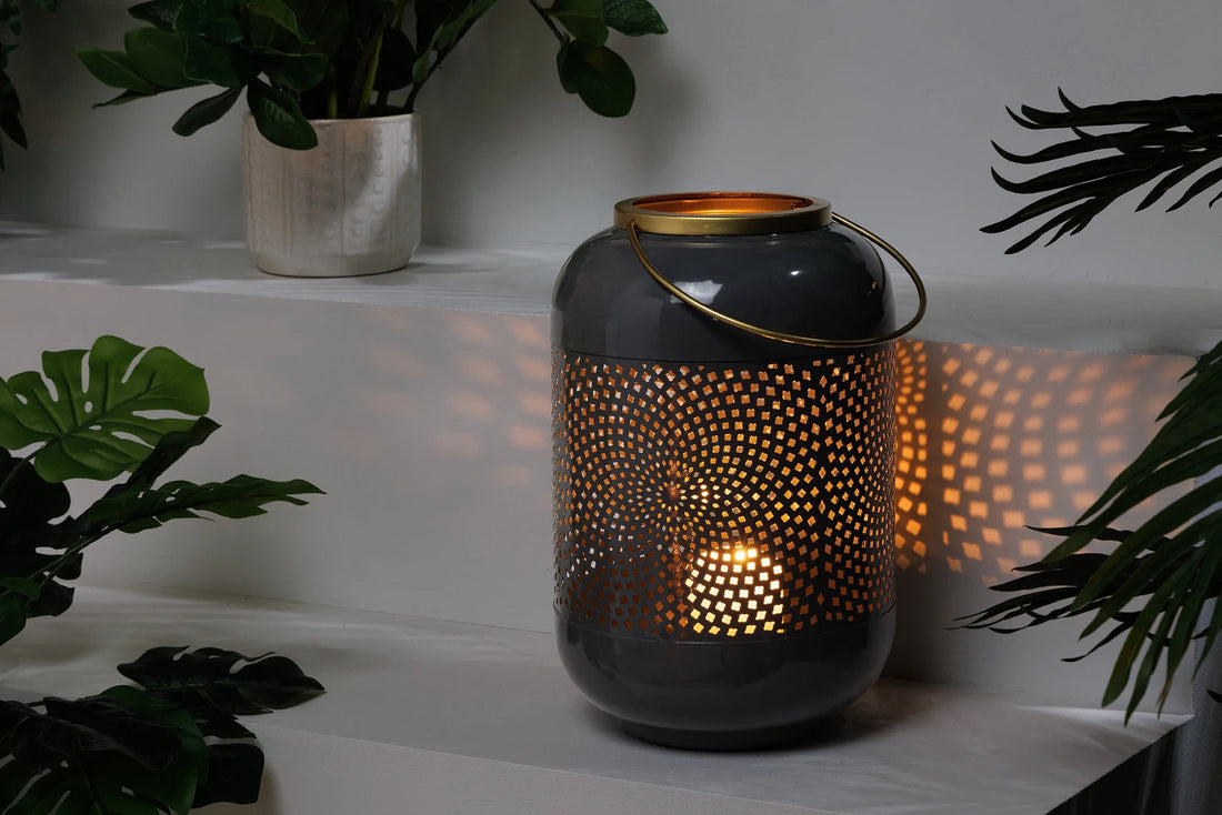 Lantern Candlelight 30cm Metal Grey