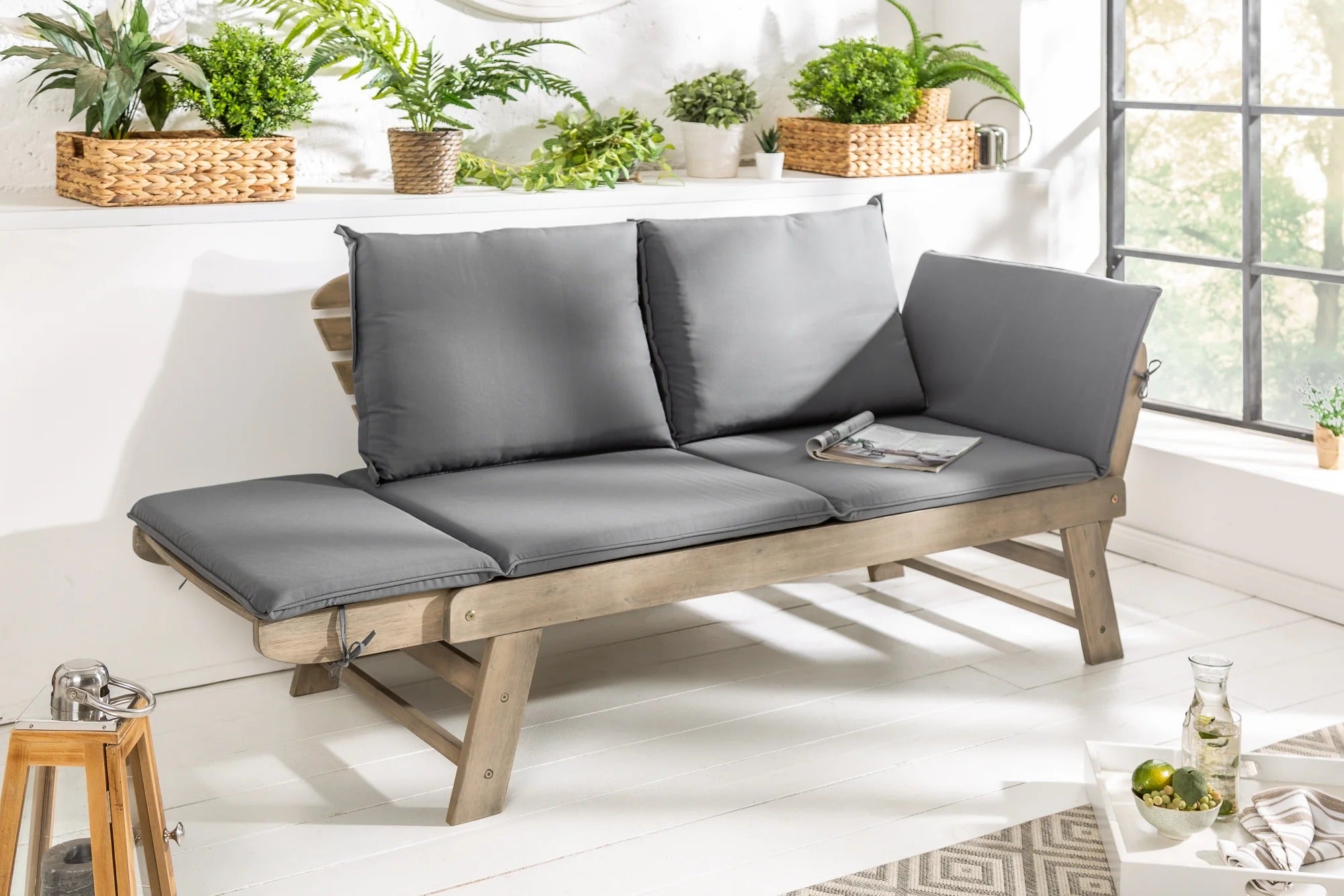 Garden Bench Growing 152-190cm Acacia Wood Grey