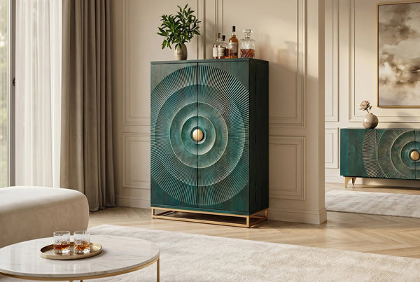 Bar Cabinet Golden Eye 140cm Mango Wood Turquoise