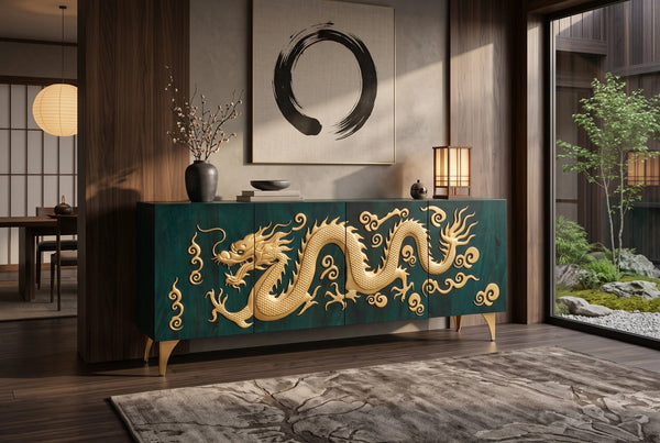 Sideboard Dragon 177cm Mango Wood Turquoise