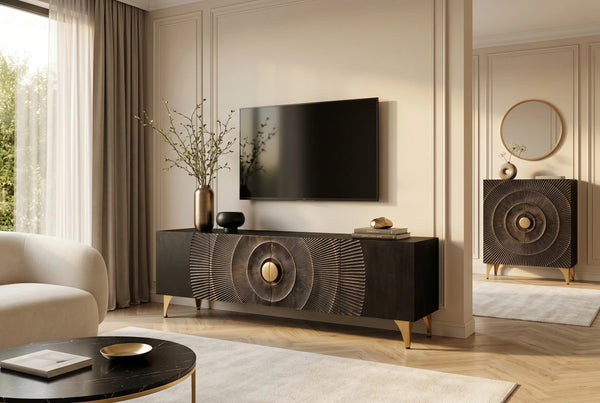TV Stand Golden Eye 180cm Mango Wood Black