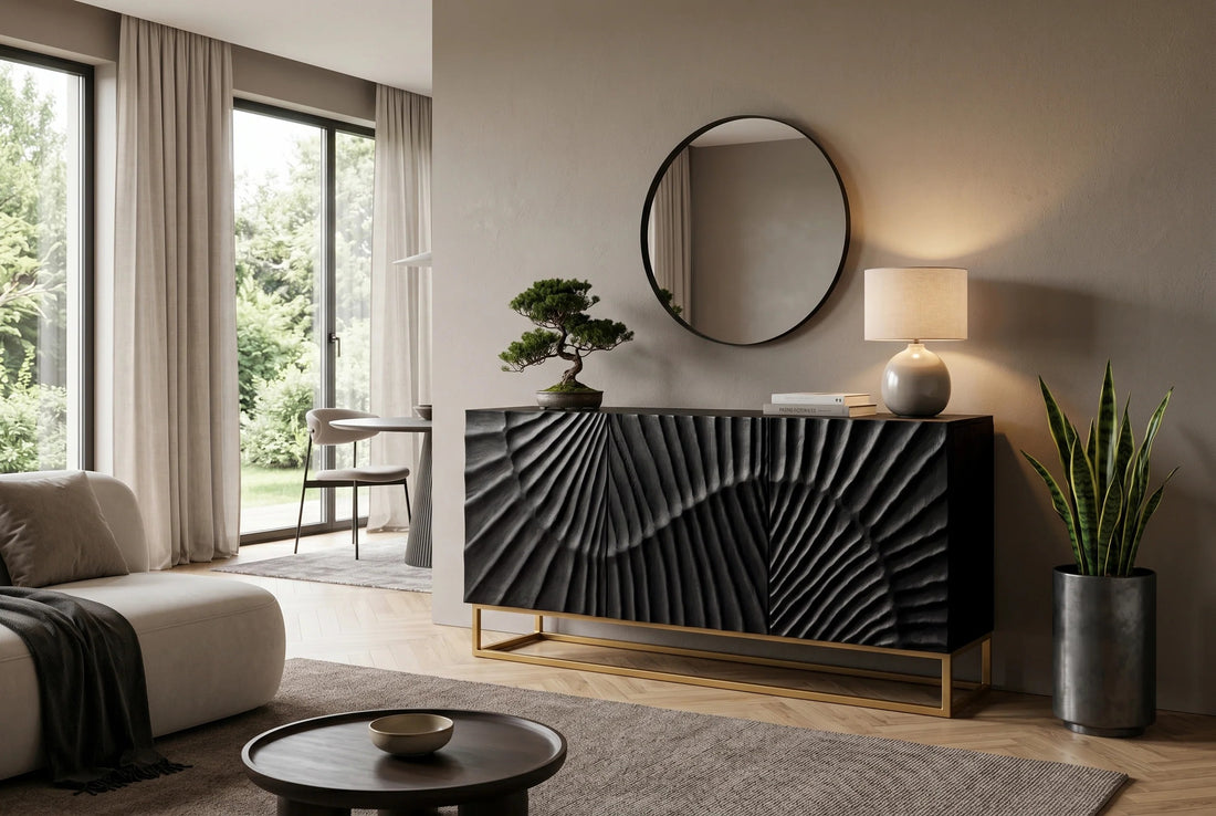Sideboard Fossil 140cm Mango Wood Black