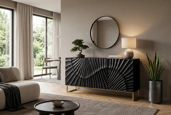Sideboard Fossil 140cm Mango Wood Black