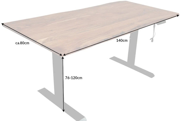 Height-Adjustable Desk Monolith 140cm Acacia Wood Natural