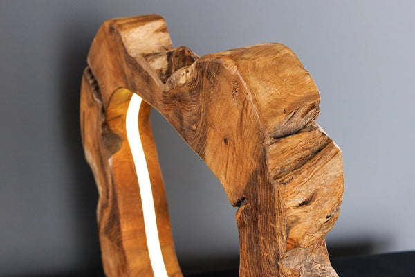 Table Lamp Organic Artwork 48cm Teak Wood Natural